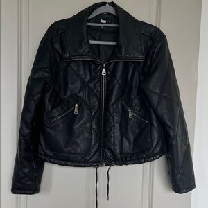DKNY Quilted Black Leather Jacket